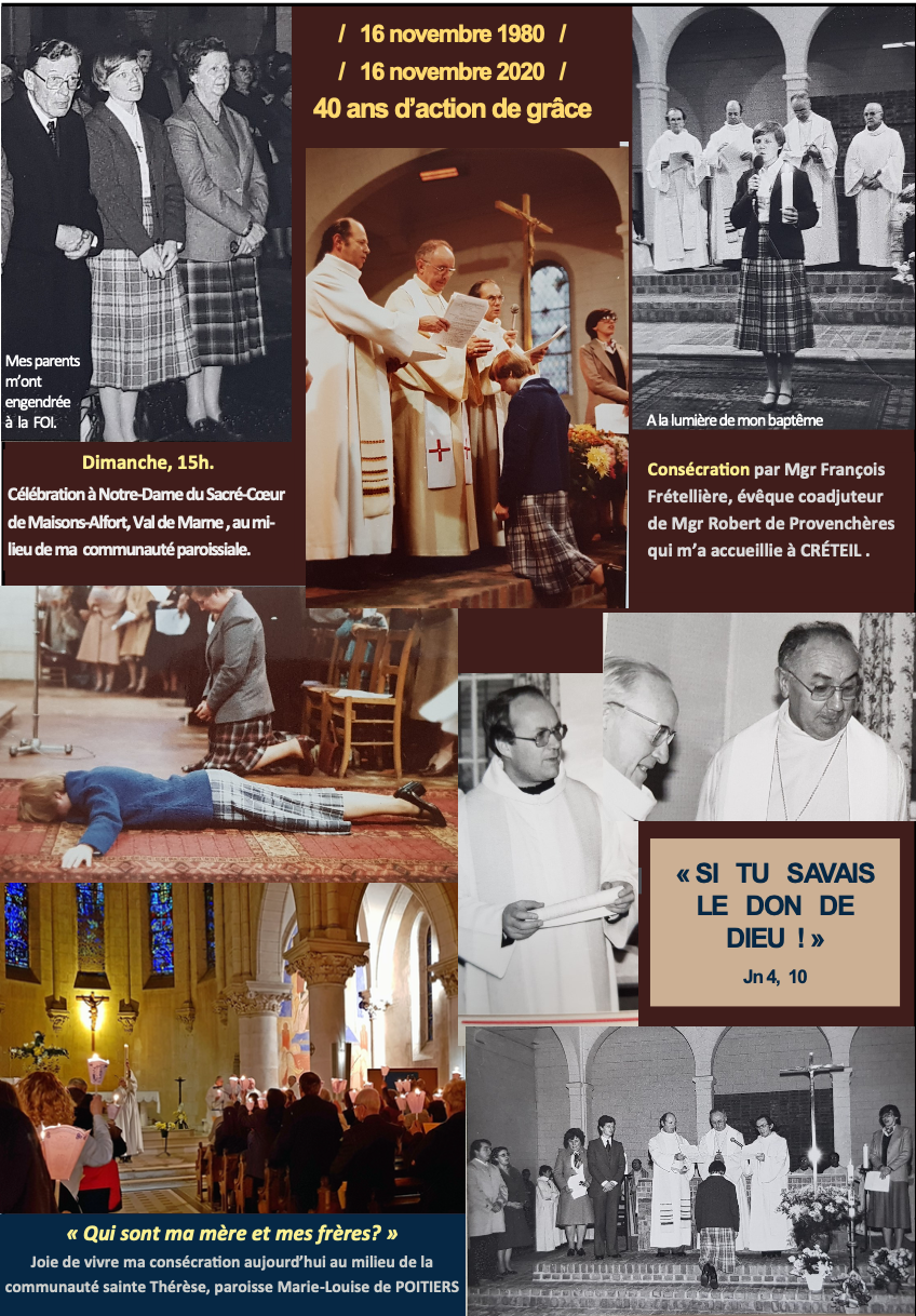 40 ans de vie consacrée au Christ : anamnèse diocésaine d'Isabelle Parmentier
