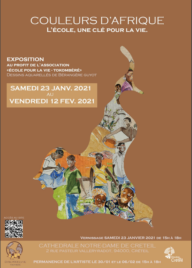 Exposition de dessins aquarelles pour l'association Ecole pour la vie à Tokombéré