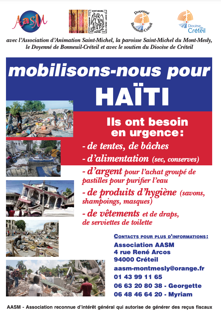 Séïsme en Haïti : collecte de produits de première nécessité en aide aux sinistrés