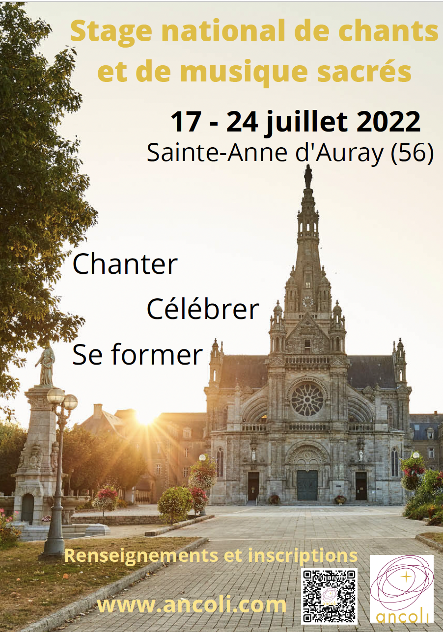 Stage national de chants et de musique sacrés du 17 au 24 juillet 2022 à Sainte-Anne d'Auray (56)