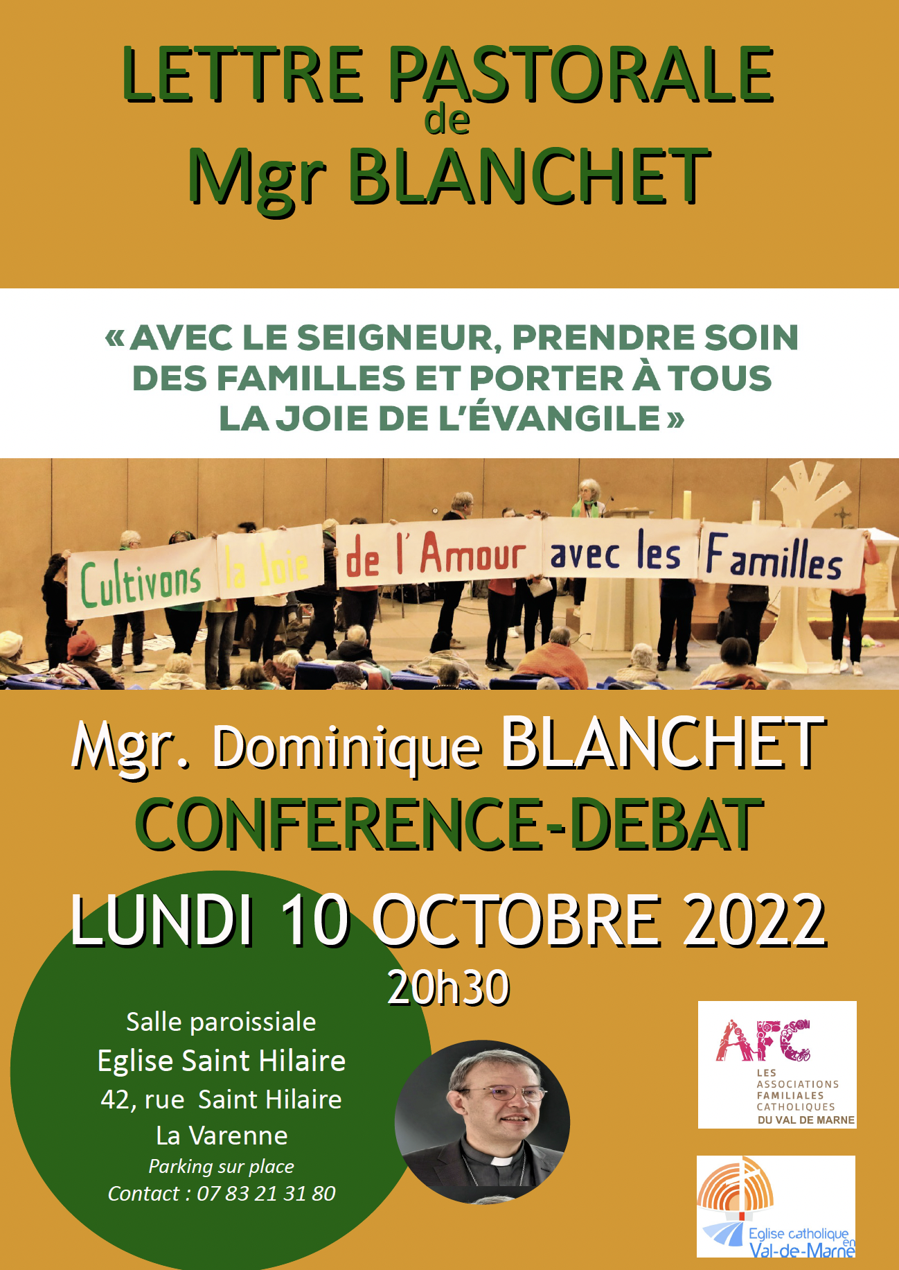 AFC : Conférence de Monseigneur Blanchet sur la Lettre pastorale lundi 10 octobre