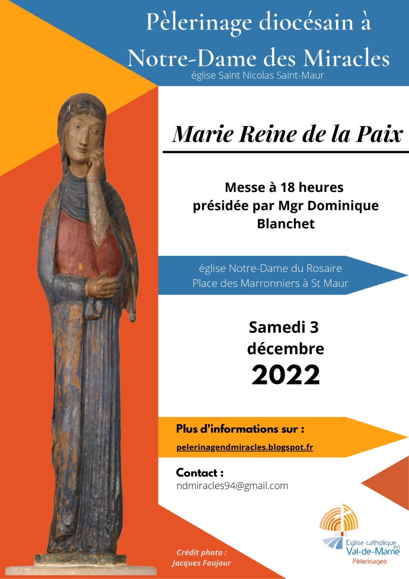 Pèlerinage diocésain à Notre Dame des Miracles samedi 3 décembre 2022