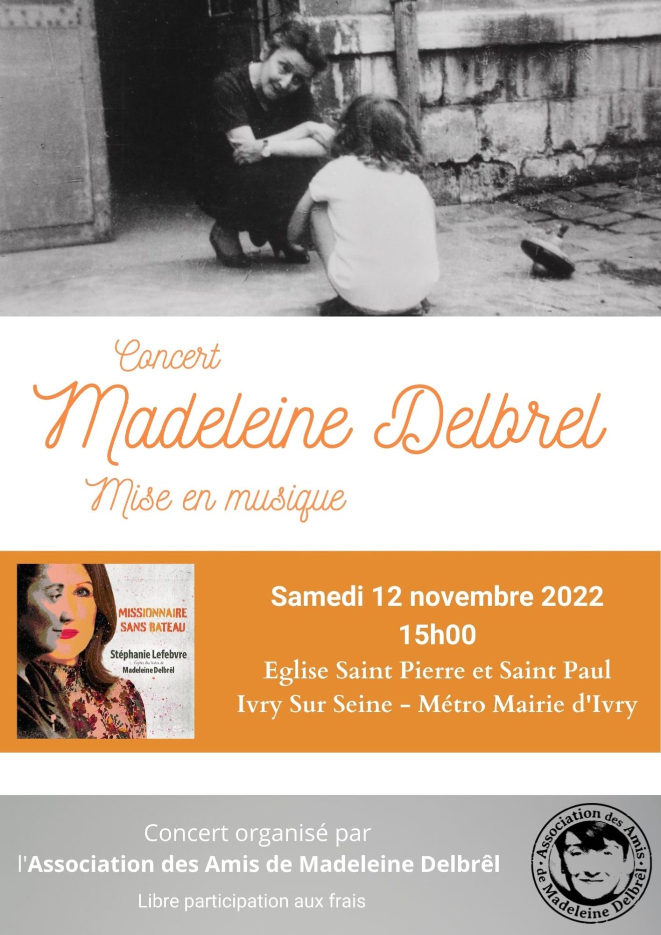 Concert Madeleine Delbrêl mise en musique 12 novembre à 15h