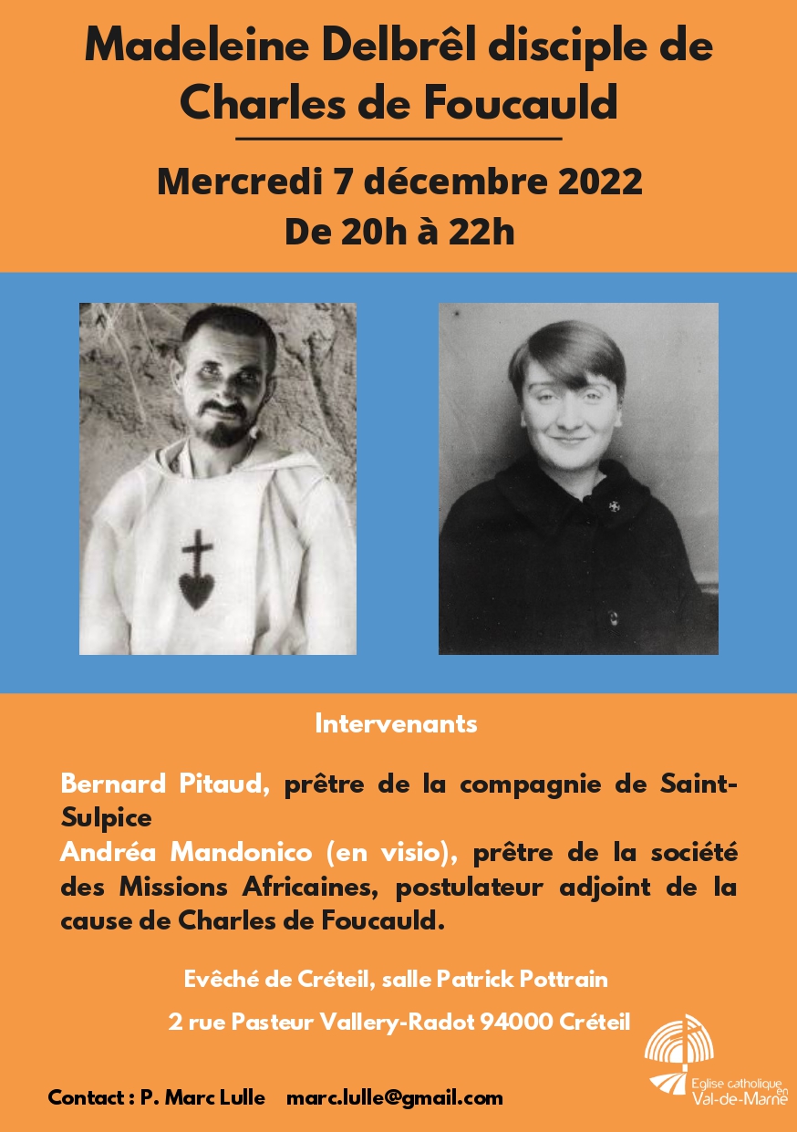 Conférence : Madeleine Delbrêl disciple de Charles de Foucauld le 7 décembre à 20h, évêché de Créteil