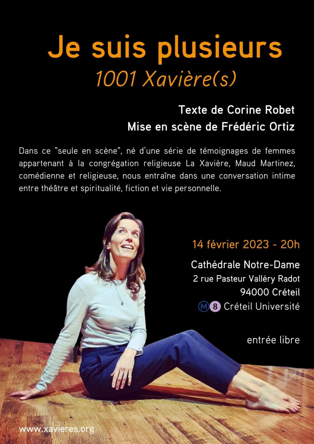 ＂Je suis plusieurs＂ - 1001 Xavière(s) - Théâtre- seule en scène, comédienne et religieuses, Maud Martinez