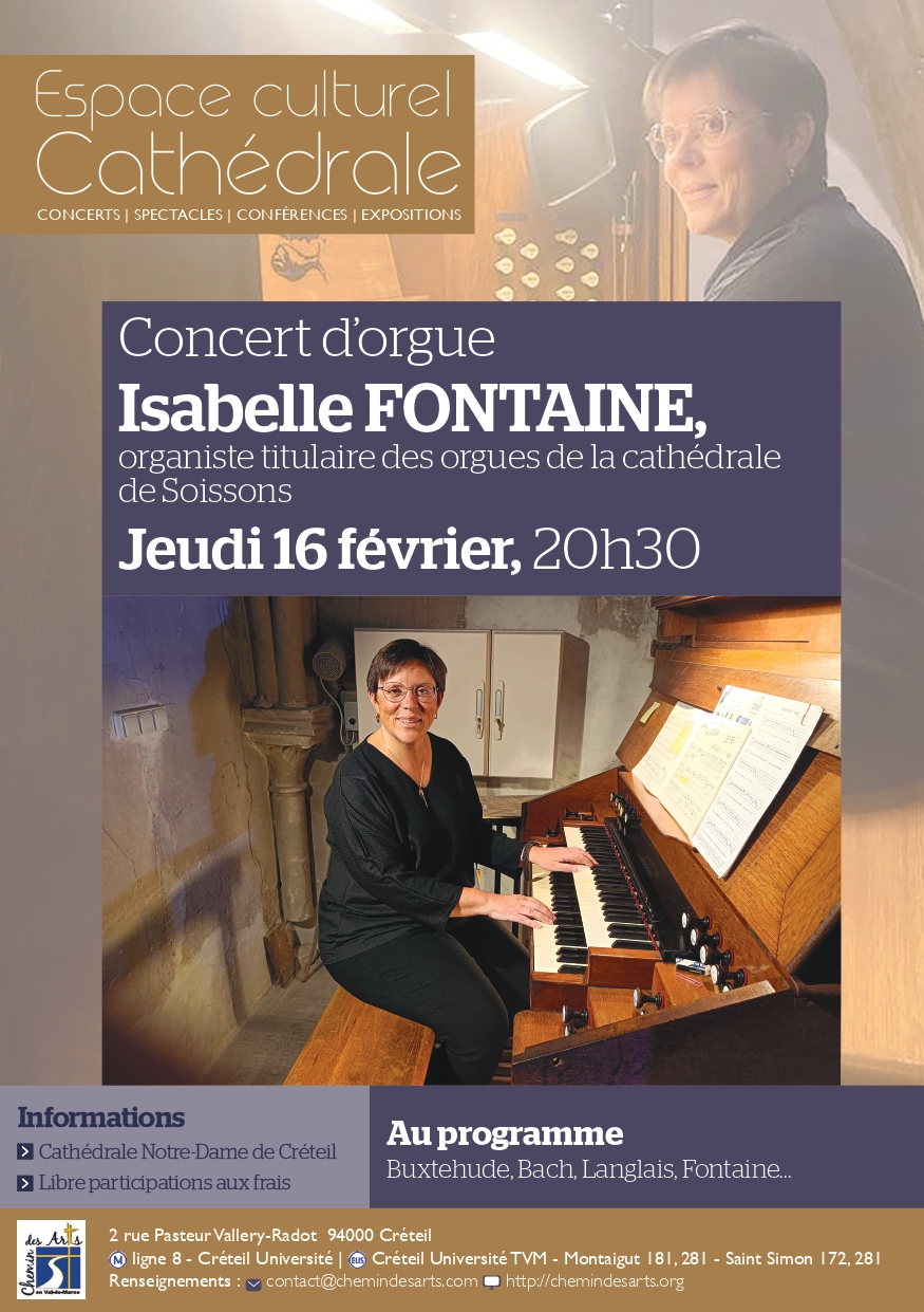 Concert d'orgue avec Isabelle Fontaine, organiste titulaire des orgues de la cathédrale de Soissons