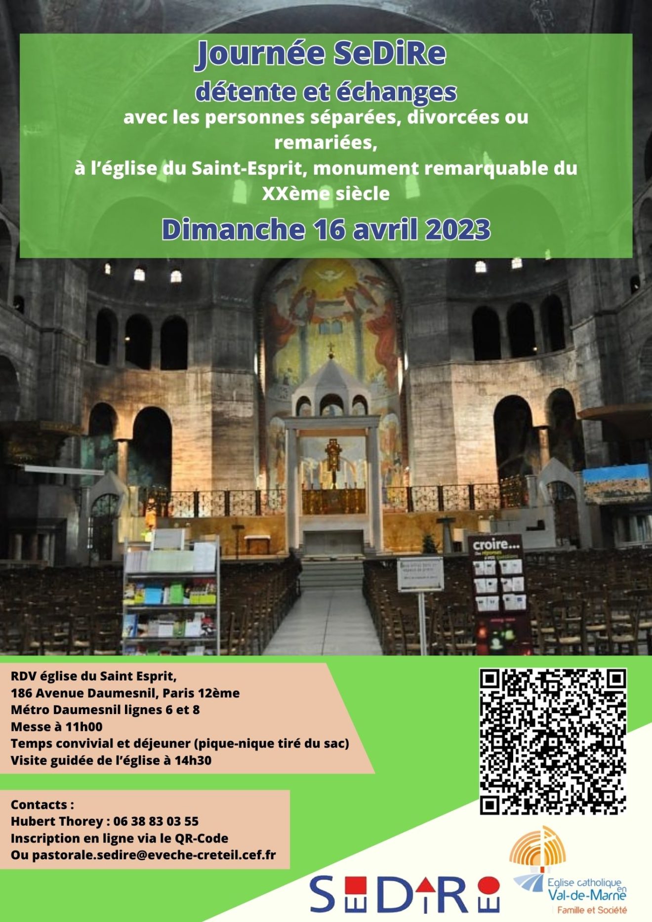 Journée SeDiRe le 15 avril 2023 église du St Esprit à Paris