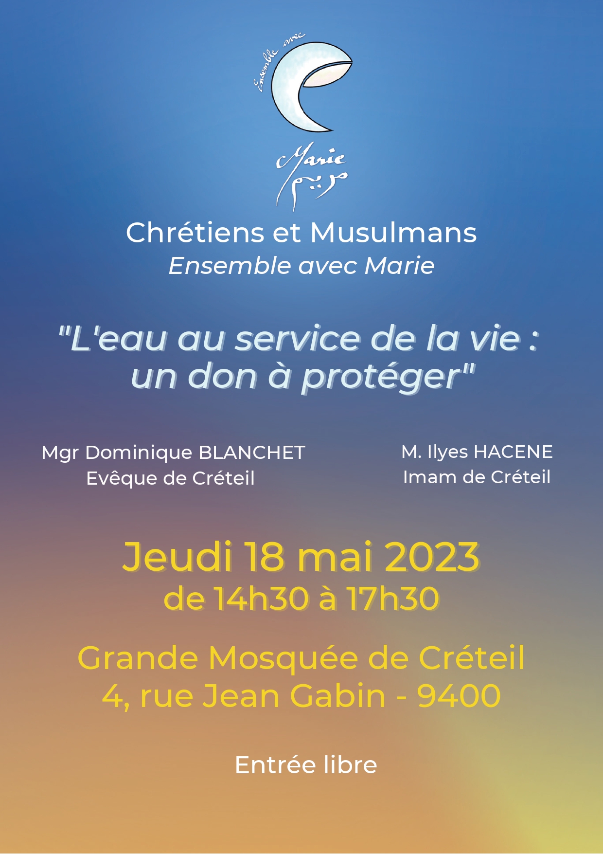 Ensemble avec Marie. Rencontre islamo-chrétienne à la grande mosquée de Créteil le 18 mai à 14h30