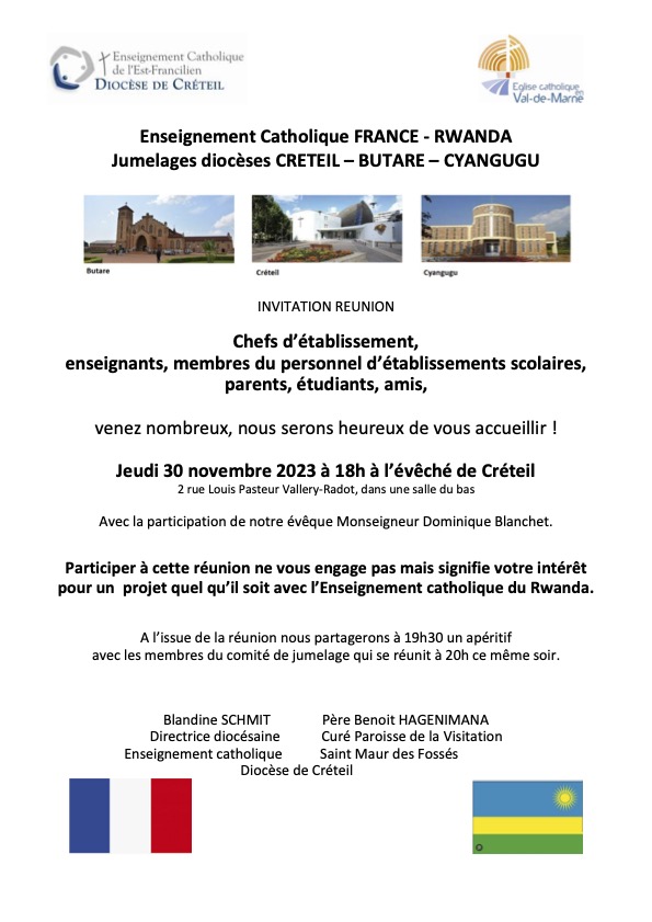Affiche invitation réunion Projet EC France-Rwanda